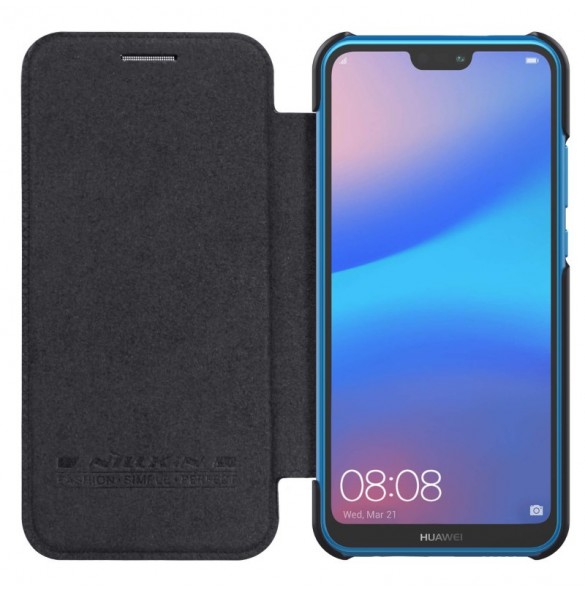 Nillkin Qin S-View Cover Vikbart Fodral Till Huawei P20 Lite - Svart