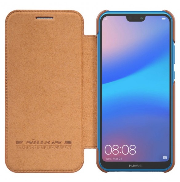Nillkin Qin S-View Cover Vikbart Fodral Till Huawei P20 Lite - Brun