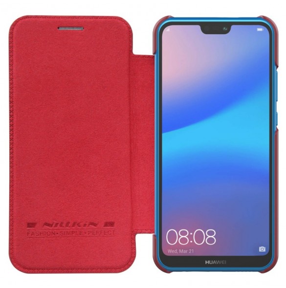 Nillkin Qin S-View Cover Vikbart Fodral Till Huawei P20 Lite - Röd