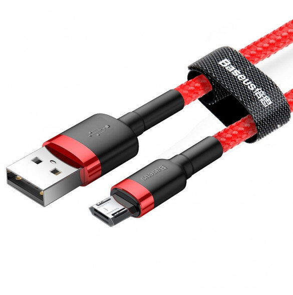 Baseus Cafule-kabel hållbar nylonflätad tråd USB / micro USB QC3.0 1.5A 2M (CAMKLF-C09) - Röd