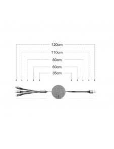 Universal 3-i-1 infällbar kabel från Baseus.