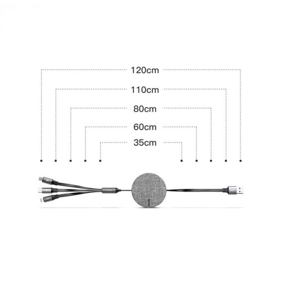 Universal 3-i-1 infällbar kabel från Baseus.