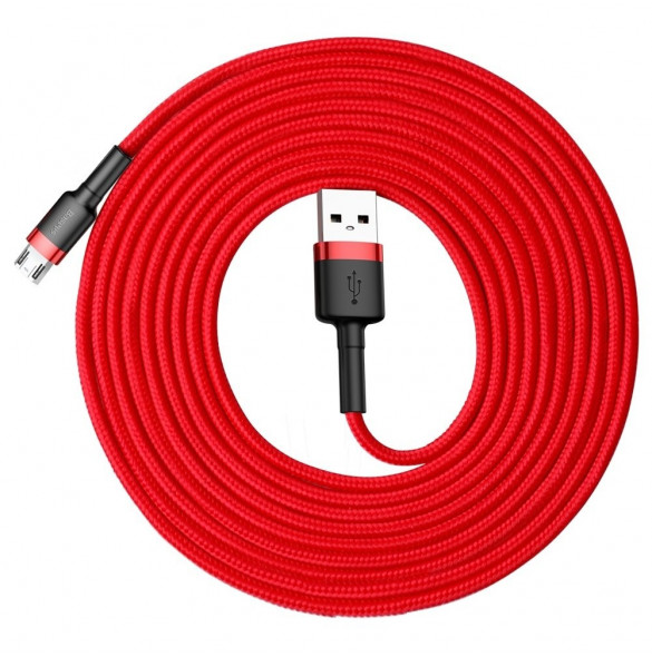 Slitstark USB / mikro USB-kabel med nylonfläta.