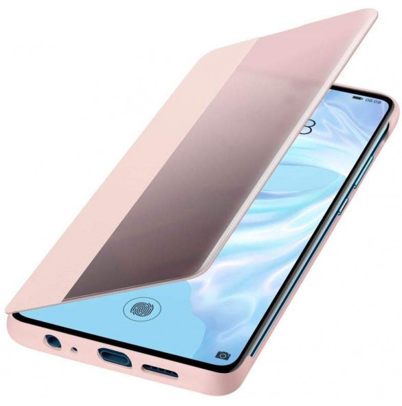 Huawei 51992862 Smart View Flip Cover Bookcase Typfall med Smart Window för Huawei P30 - Rosa