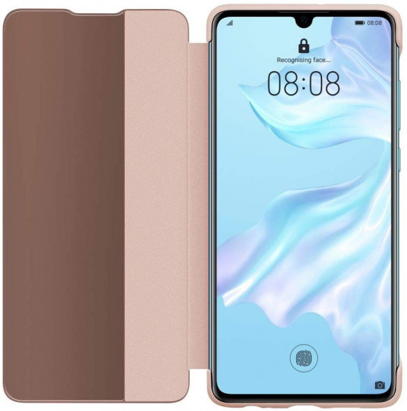 Huawei 51992862 Smart View Flip Cover Bookcase Typfall med Smart Window för Huawei P30 - Rosa