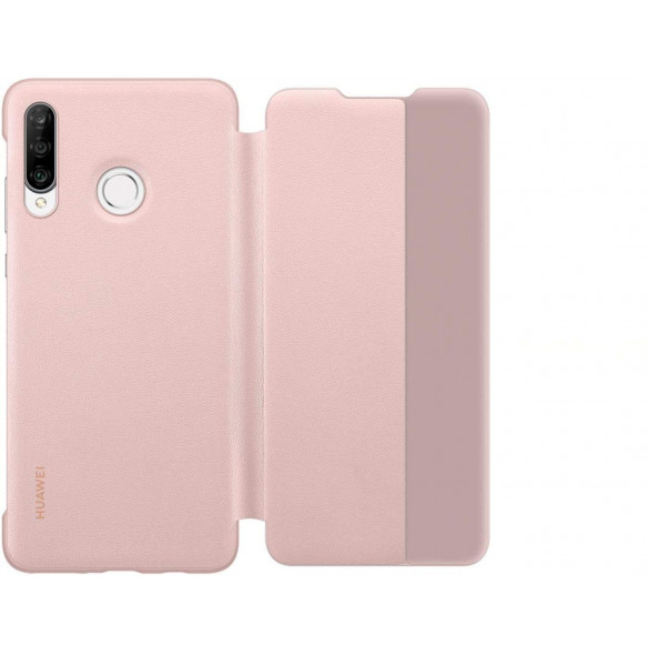 Huawei 51992862 Smart View Flip Cover Bookcase Typfall med Smart Window för Huawei P30 - Rosa