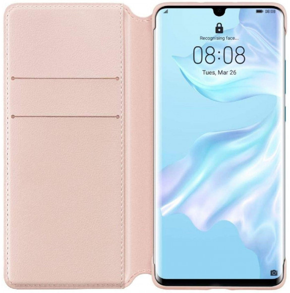 Huawei 51992868 Wallet Cover Bookcase med kortplats för Huawei P30 Pro - Rosa