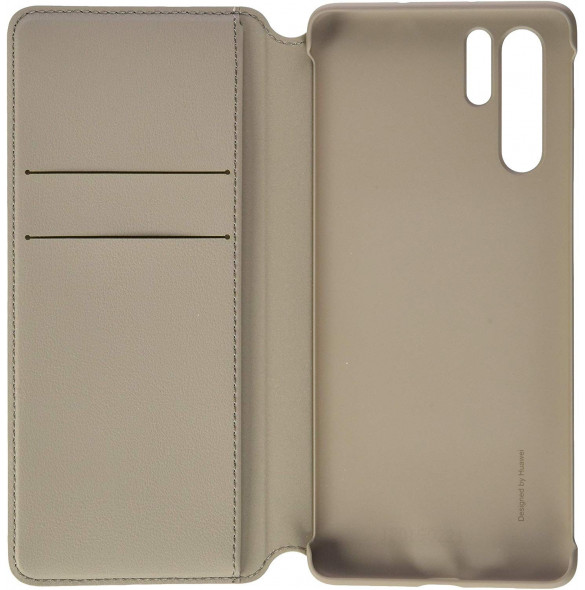 Huawei 51992870 Wallet Cover Bookcase med kortplats för Huawei P30 Pro - Khaki