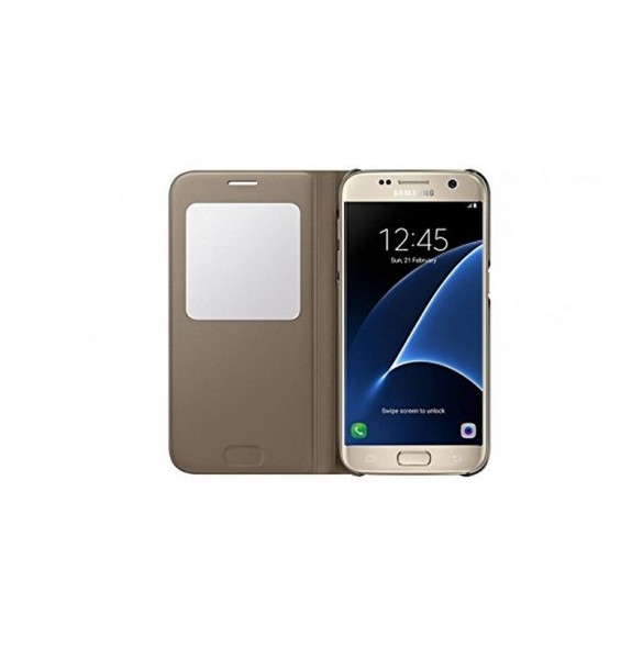 Samsung EF-CG930PFE S-View Case Vikbart Fodral Till Samsung Galaxy S7 - Guld