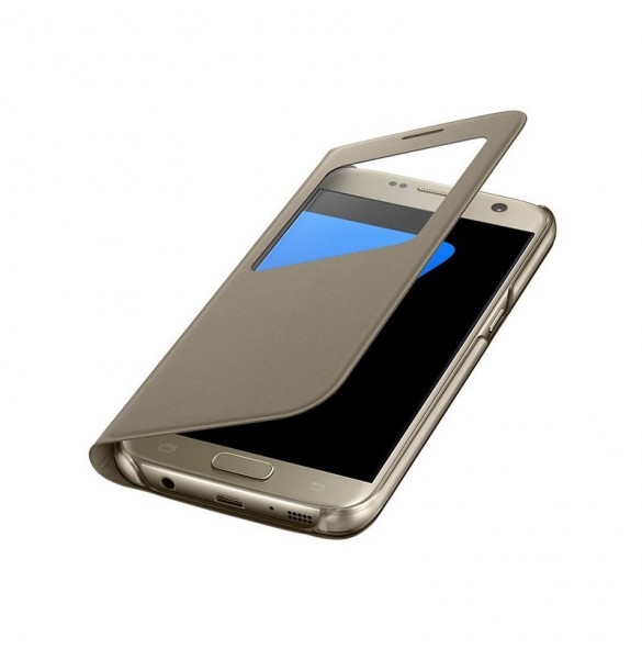 Samsung EF-CG930PFE S-View Case Vikbart Fodral Till Samsung Galaxy S7 - Guld
