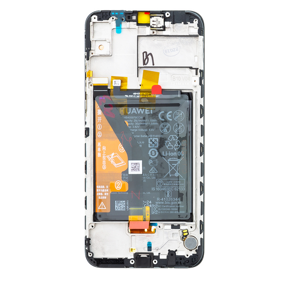 LCD-skärm + beröringsenhet + framsida Huawei Honor 8A - Svart (Service Pack)