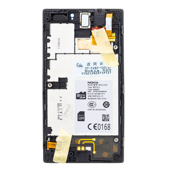 LCD-display + Touch Unit + Front Skal till Nokia Lumia 520 - Svart