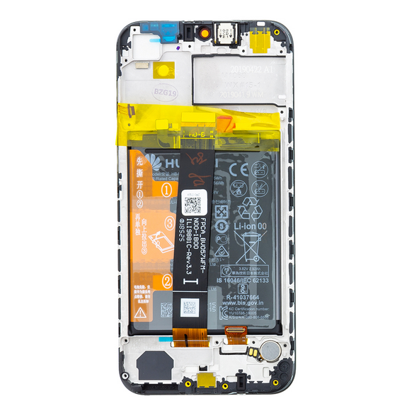 LCD Display + Touch Unit + Fram Skal Huawei Y5 2019 - Svart (Service Pack)