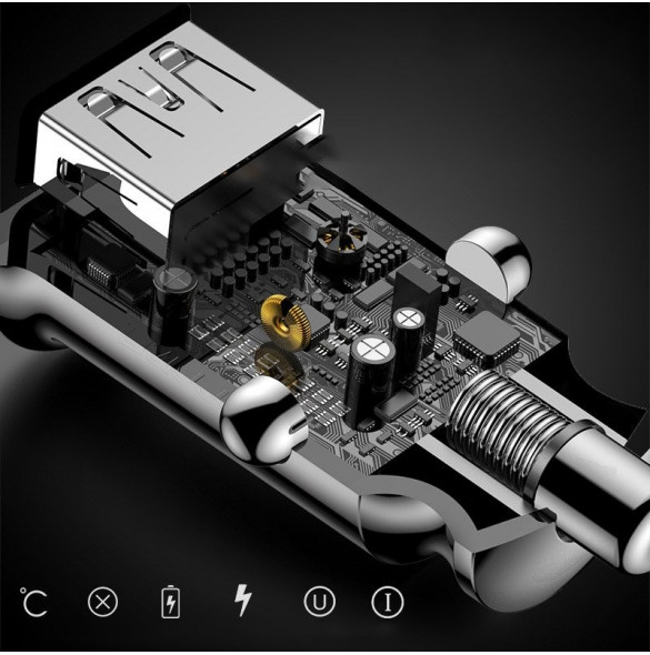 Baseus Grain Billaddare Mini Universal Smart Billaddare 2x USB 3.1A - Vit (CCALL-ML02)