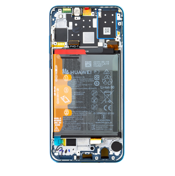 LCD-display + Touch Unit + Framsida Huawei P30 Lite - Blå (Service Pack)