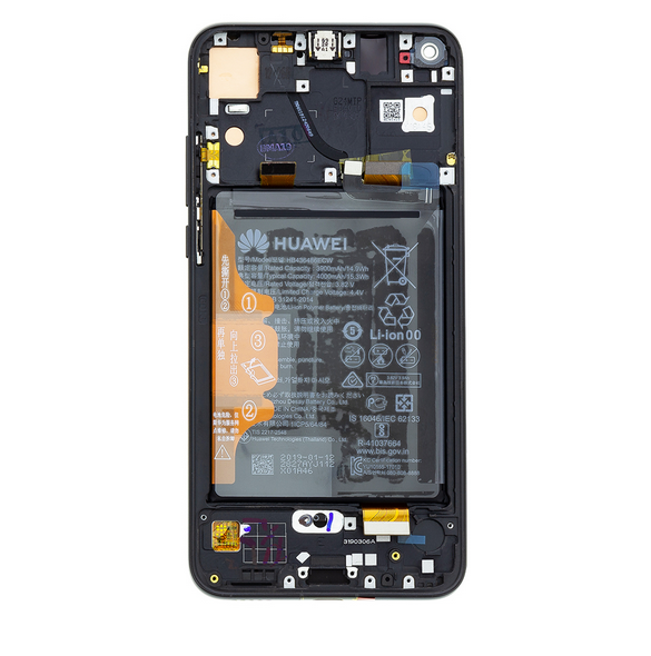LCD-display + Touch Unit + Framsida Honor View 20 - Svart (Service Pack)