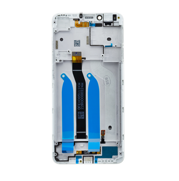 LCD-skärm Touch Unit Front Cover för Xiaomi Redmi 6 / 6A - Vit (Service Pack)