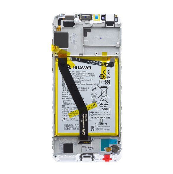 LCD-display Touch Unit Framsida Huawei Honor 7A - Vit (Service Pack)