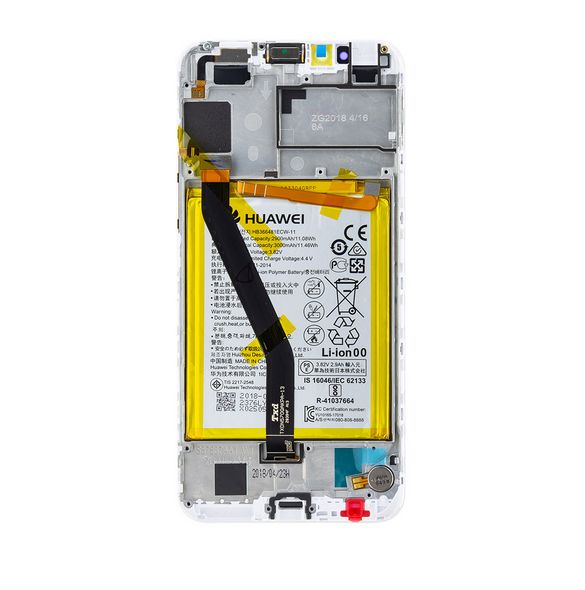 LCD-skärm + beröringsenhet Huawei Y6 2018 - Vit (Service Pack)