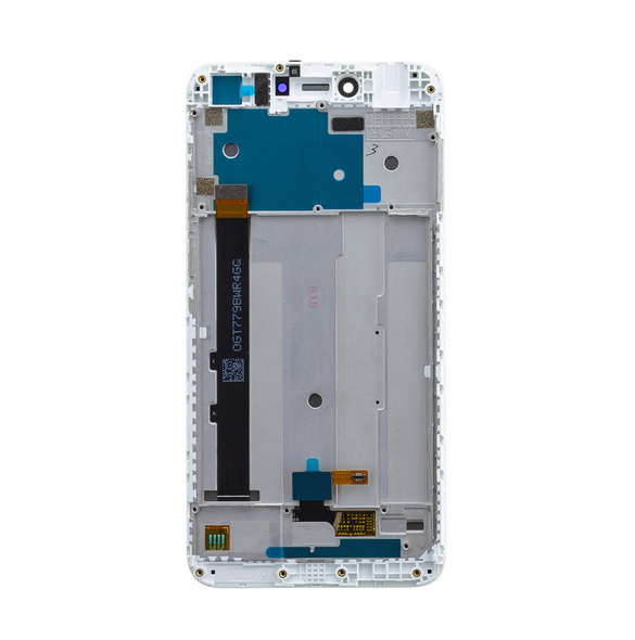 LCD-skärm + beröringsenhet + framsida för Xiaomi Redmi Note 5A - Vit (Service Pack)