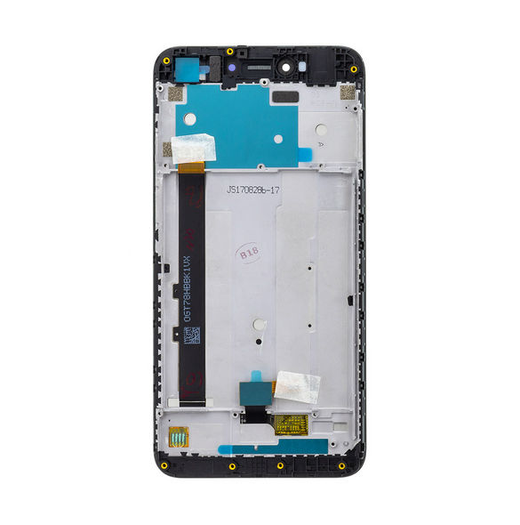 LCD-skärm + beröringsenhet + framsida för Xiaomi Redmi Note 5A - Svart (Service Pack)