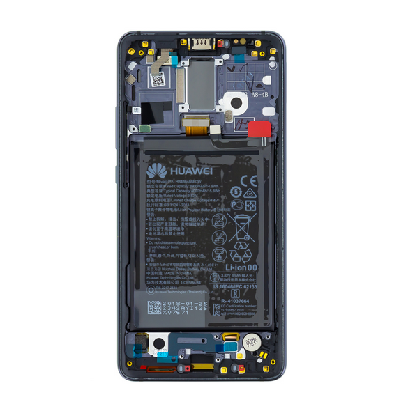 LCD-display + Touch Unit + Fram Skal Huawei Mate 10 Pro - Grå (Service Pack)