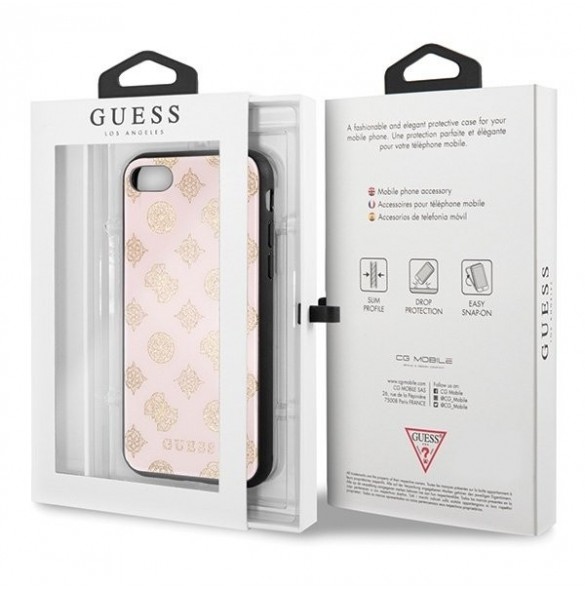 Guess hårt fodral Peony G Double Layer Glitter GUHCI8TGGPLP iPhone 7/8 - Rosa