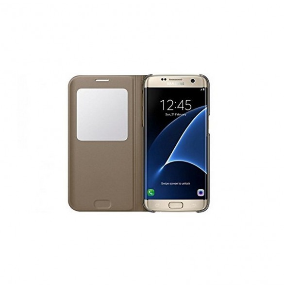 Samsung EF-CG935PFE S-View Case Vikbart Fodral Till Samsung Galaxy S7 Edge - Guld