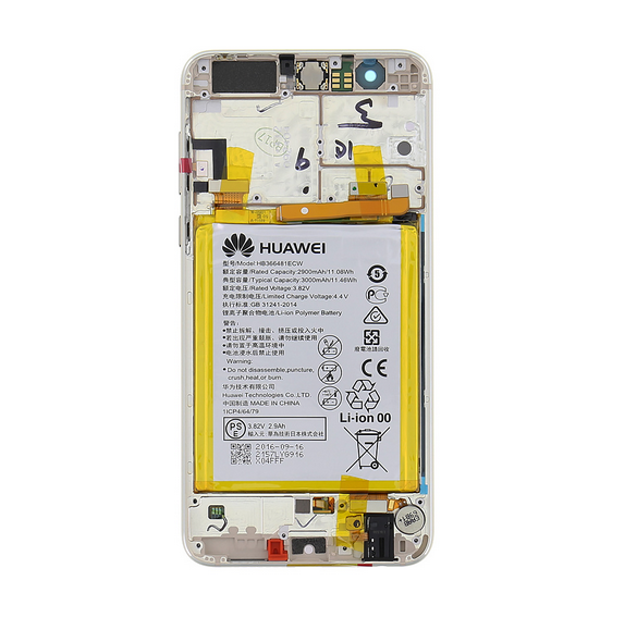 LCD Display + Touch Unit + Fram Skal Huawei Honor 8 - Vit (Service Pack)