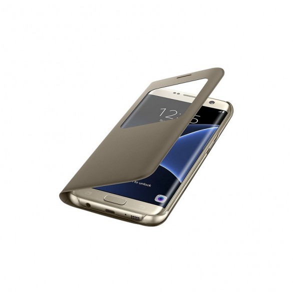 Samsung EF-CG935PFE S-View Case Vikbart Fodral Till Samsung Galaxy S7 Edge - Guld