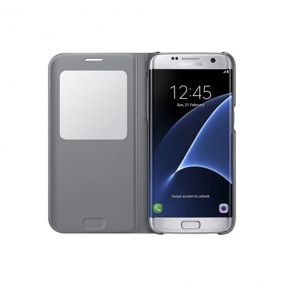 Samsung EF-CG935PSE S-View Case Vikbart Fodral Till Samsung Galaxy S7 Edge - Silver