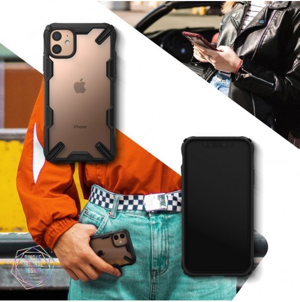 Ringke Fusion X Matt hållbart PC-fodral med TPU-stötfångare för iPhone 11 - Svart
