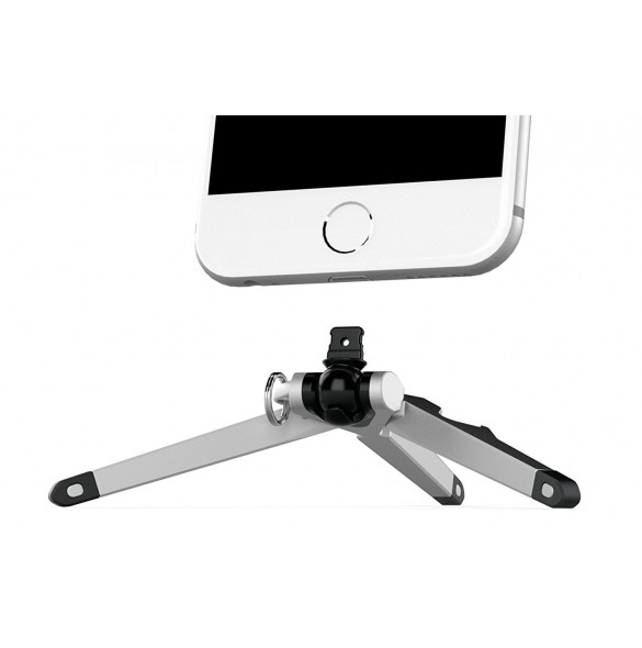 Kenu Stance, Tripod Phone Stand till iPhone 10, X, 8, 8 Plus, 7 Plus, 7, 6s Plus, 6s, 6 Plus, 6, SE - Silver / Svart