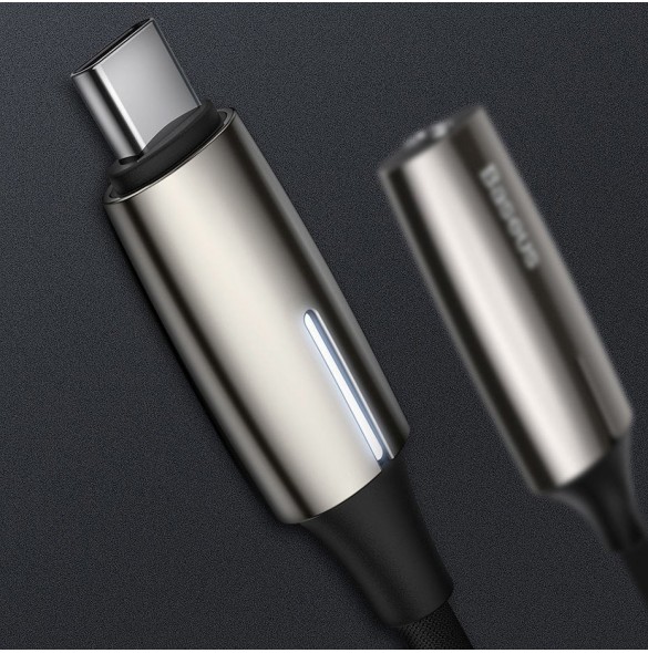 Baseus Audio Converter L60-adapter från USB-typ C till USB-typ C (hona) + hörlursuttag 3,5 mm (kvinna) - Svart (CATL60-0A)