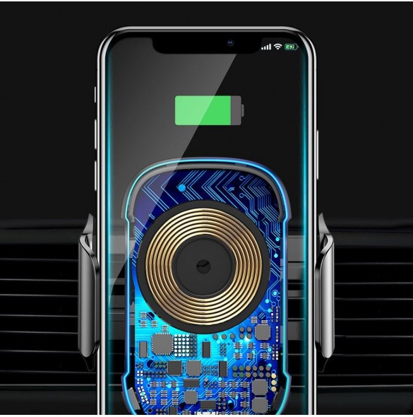 Baseus Smart Vehicle Bracket Wireless Qi Charger 15W Electric Auto Car Mount Bracket Luftventilationshållare - Svart (WXHW03-01)