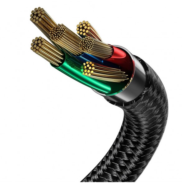 Baseus Halo-datakabel Hållbar nylonflätad tråd USB / USB Typ C med LED-ljus 5A 40W 1m - Svart (CATGH-G01)