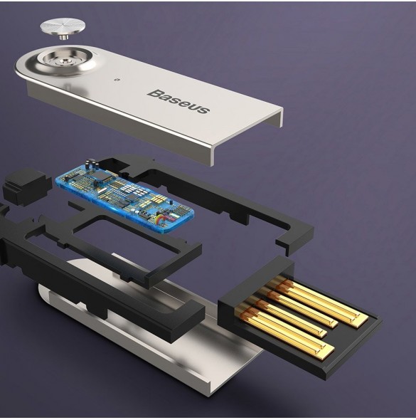 Baseus BA01 USB Wireless Bluetooth 5.0 AUX adapter jack kabel - Svart
