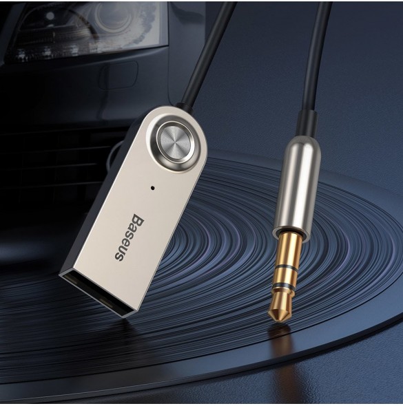 Baseus BA01 USB Wireless Bluetooth 5.0 AUX adapter jack kabel - Svart