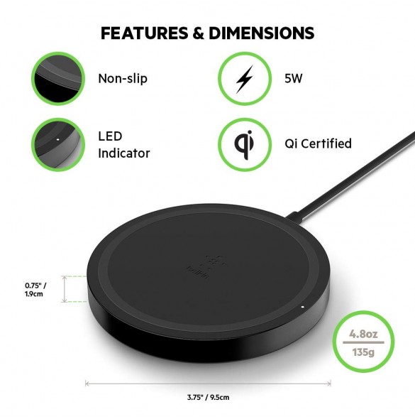 Belkin Boost Up Bold Wireless Charging Pad 5W - Svart