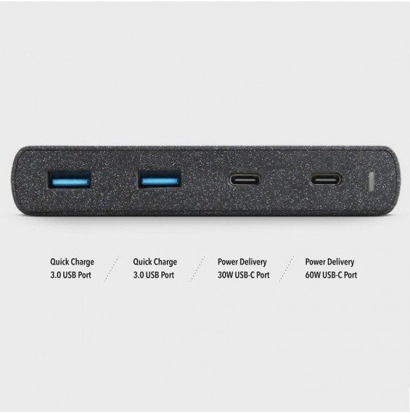 USB-C 1 PD-utgång:
5 V / 3 A, 9 V / 3 A, 12 V / 3 A, 15 V / 3 A, 20 V / 3 A 60W Max. (PD3,0 + QC3,0)