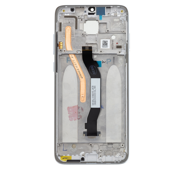 LCD-skärm + beröringsenhet + framsida för Xiaomi Redmi Note 8 Pro - Vit (Service Pack)