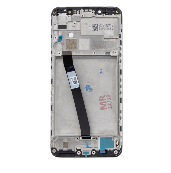 LCD-skärm + beröringsenhet + framsida för Xiaomi Redmi 7A - Svart (Service Pack)