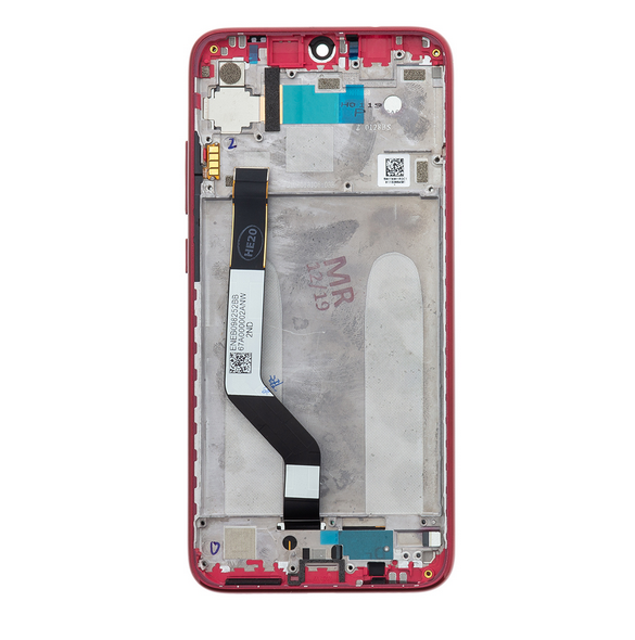 LCD-skärm + beröringsenhet + framsida för Xiaomi Redmi Note 7 - Röd (Servicepack)