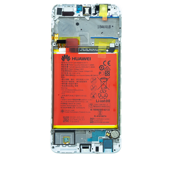 LCD-skärm + beröringsenhet + framsida Huawei P Smart - Vit (Service Pack)