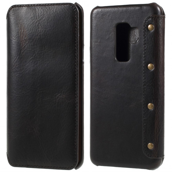 JollyFX Genuine Plånboksläderfodral till Samsung Galaxy S9 - Svart