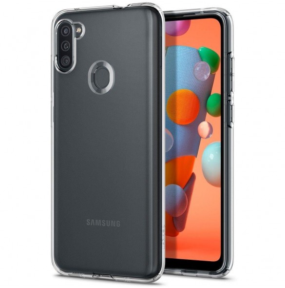 Samsung Galaxy A11 och väldigt snyggt skydd från Spigen.