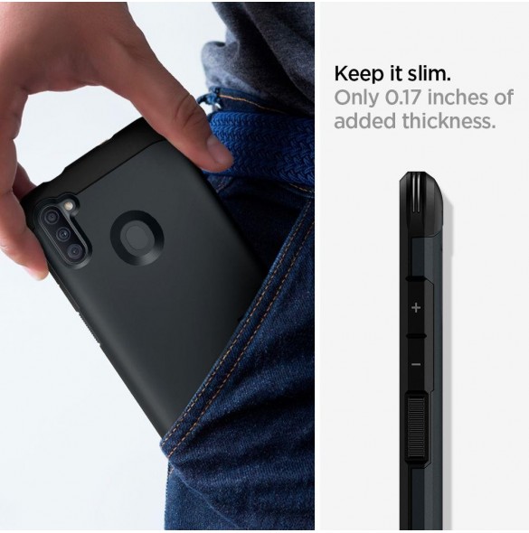 Samsung Galaxy A11 och väldigt snyggt skydd från Spigen.