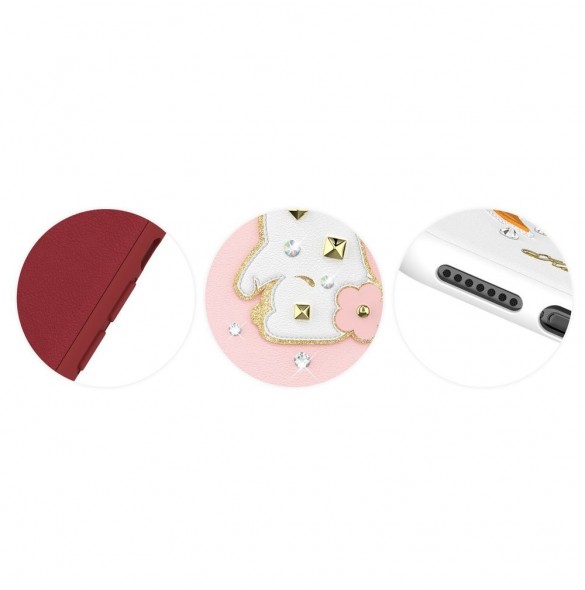 Kingxbar Moonky väska dekorerad med originella Swarovski-kristaller iPhone XS / iPhone X - Röd