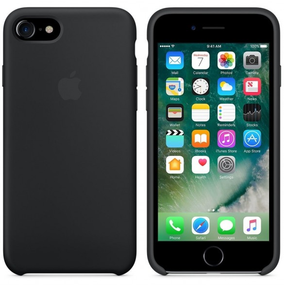 Apple MMW82ZM/A Silikon Skal till iPhone 7, iPhone 8 - Svart