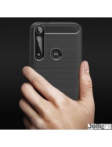 Svart och mycket snyggt omslag Motorola One Macro.